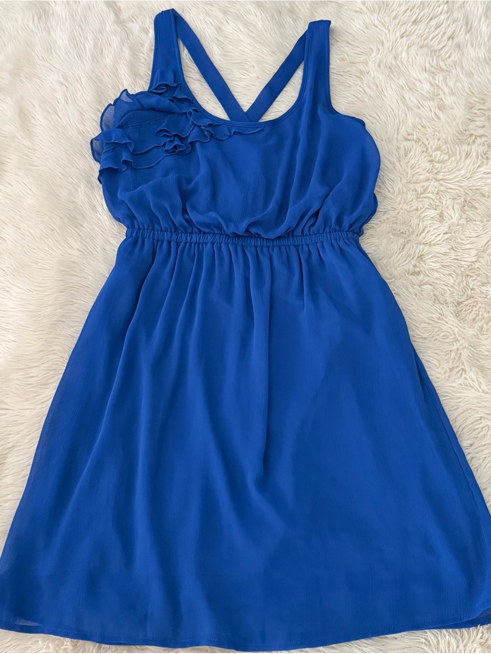 Xhilaration Royal Blue Ruffle-Detail Mini Dress